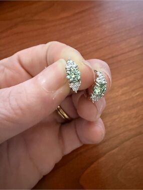 Turquoise 1ct Moissanite small hoop/huggies